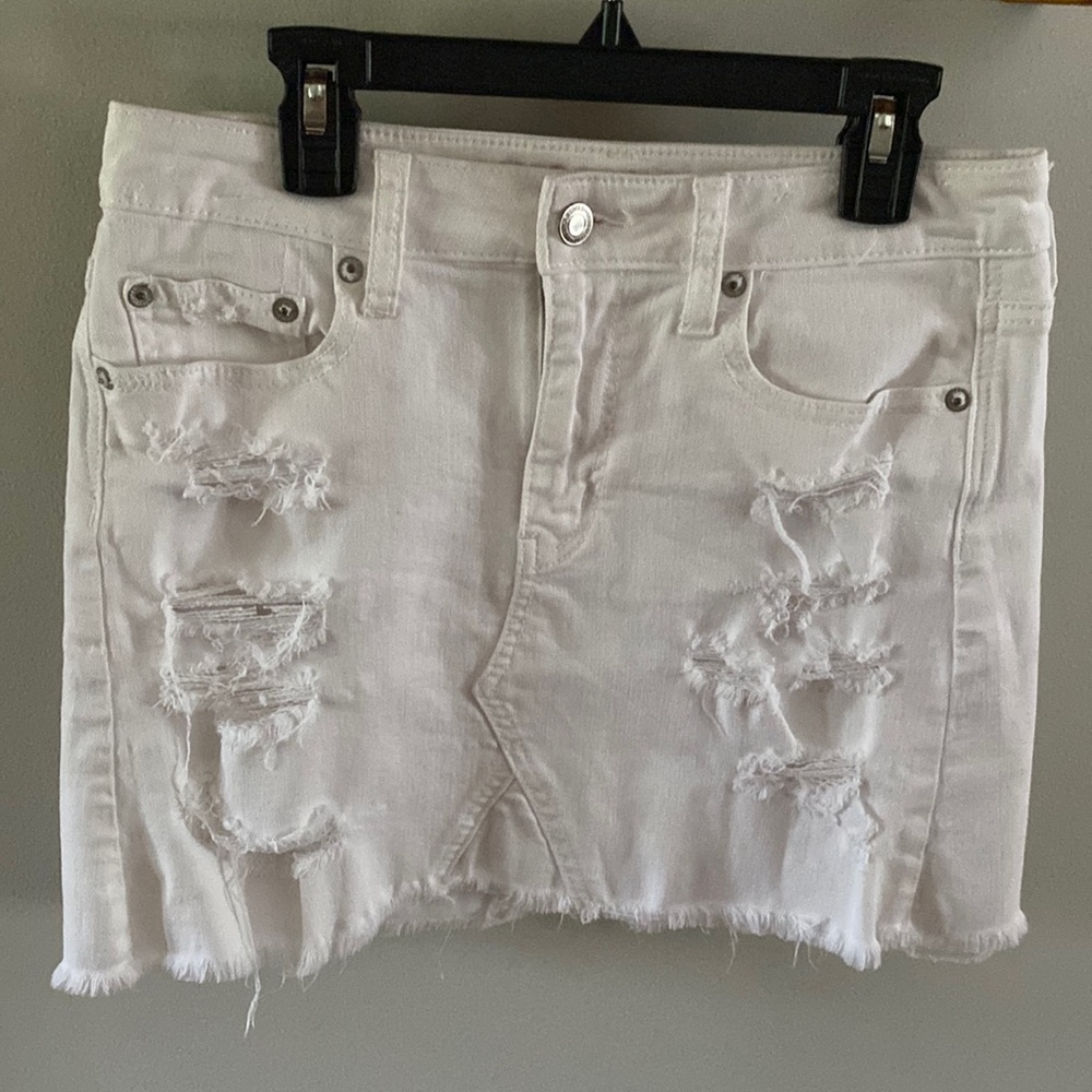 White jean skirt